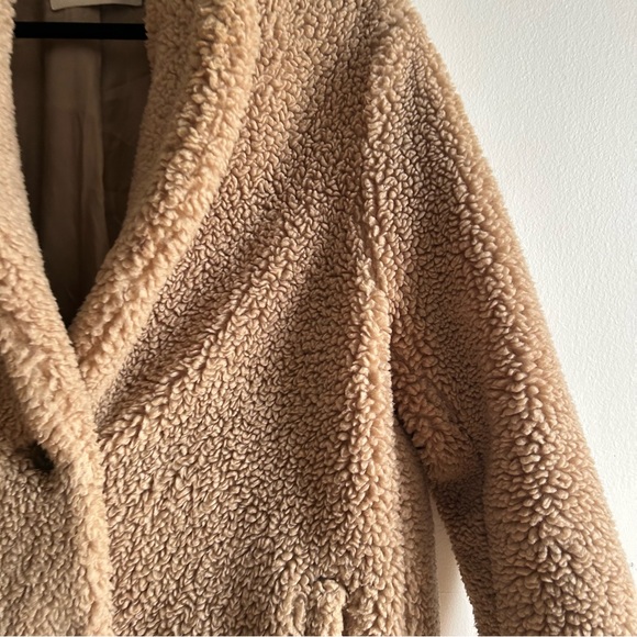 Aritzia Wilfred Free Sz S The Teddy Cocoon Cozy Tan Relaxed Coat - Picture 4 of 12